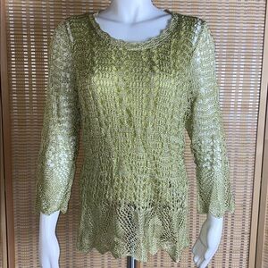 Emma & James Woman’s Large Boho Crochet Knit Lined Sweater Top